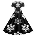 thumbnail image 1 of Qertyioot Robe Imprimée de Noël pour Femmes, Mode Hiver Manches Courtes Vintage Décontractée, 1 of 3