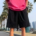 thumbnail image 4 of USNSM (S-5XL) Big and Tall Mens Linen Shorts Flat Front Casual Elastic Waist Drawstring Summer Beach Vacation Shorts with Pocket Black XXL, 4 of 7