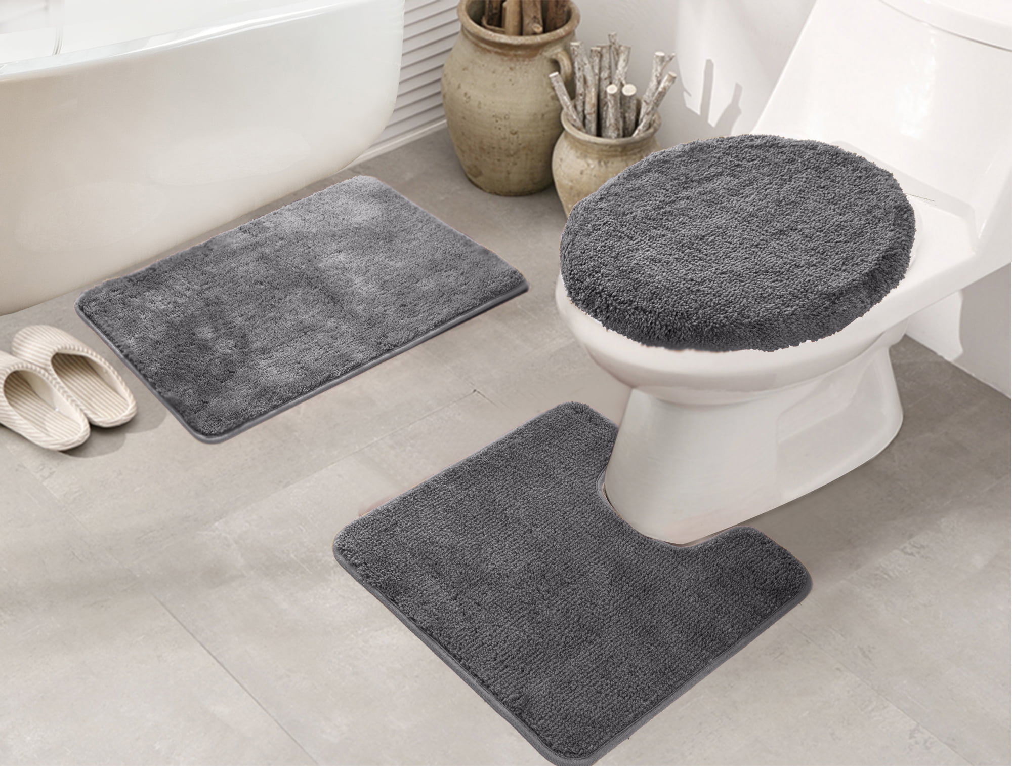 Royalty 3Piece Bath Rug Set in Silver