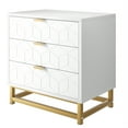 thumbnail image 2 of Homhougo White Nightstand with 3 Drawer Bedside Table, Golden Base and Geometric Pattern for Bedroom, Living Room, 2 of 6