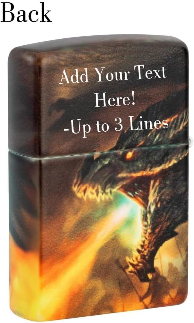 Zippo Lighter - Customized Message on Knight and Dragon 540 Matte Pocket 46284