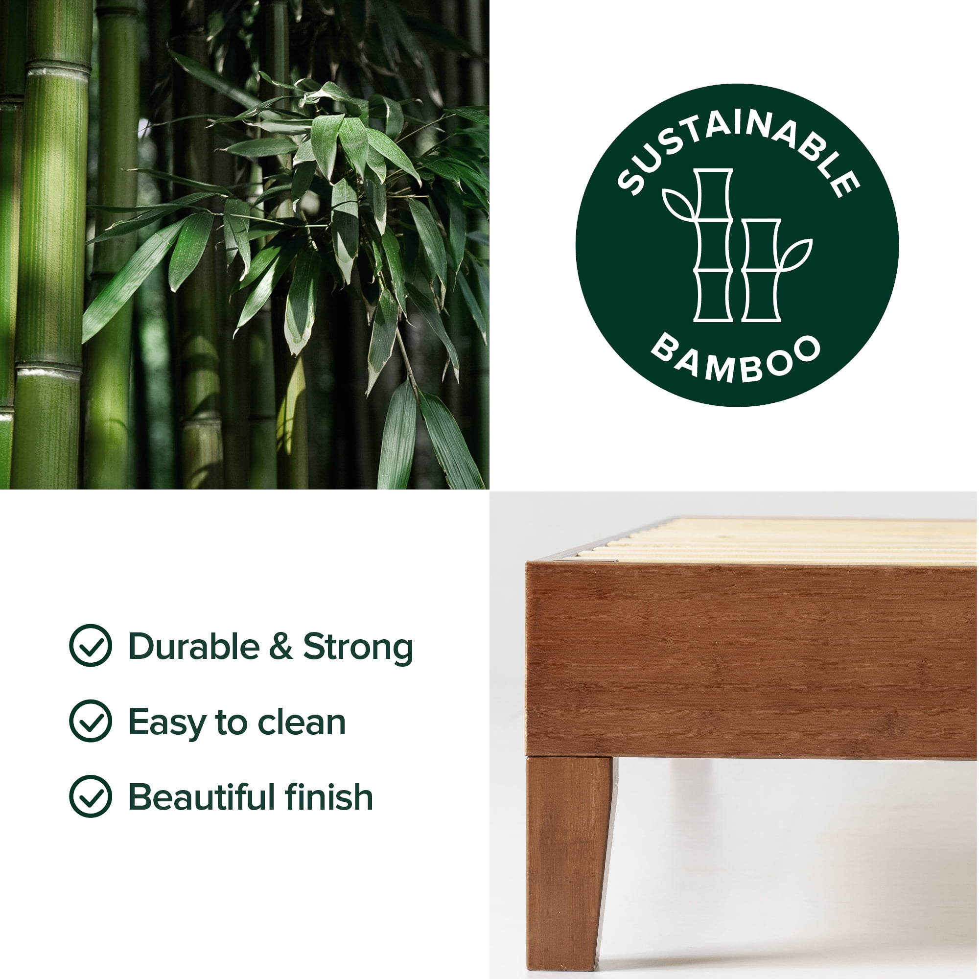 Zinus Wen 12" Deluxe Bamboo Platform Bed, Cherry, Queen