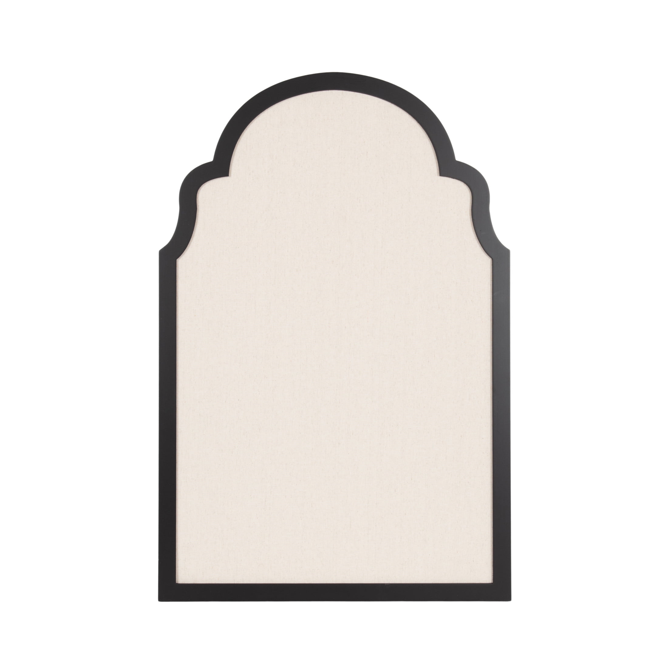 Kate and Laurel Holbrook Glam Framed Moroccan Arch Fabric Pinboard, 24 x 36, Black, Decorative Modern Scallop Arched Bulletin Board for Use as Vision Board or Wall Organization