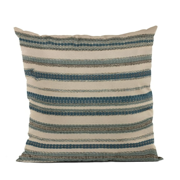 Plutus Brands Blue Plutus Lanes Stripe Luxury Throw Pillow 18 in x 18in, Double Sided 18" x 18"