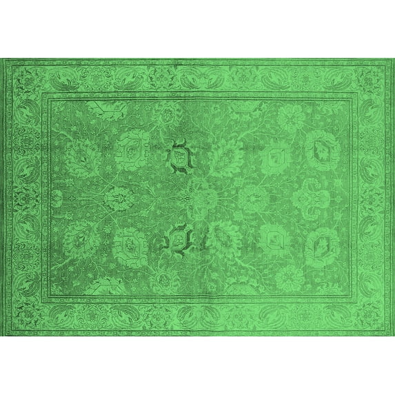 Ahgly Company Indoor Rectangle Oriental Emerald Green Traditional Area Rugs, 6' x 9'