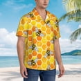 thumbnail image 5 of Balery Honeycombs Print Men's Hawaiian Shirts Short Sleeve Beach Shirt Relaxed Fit Vacation Button Down Shirts-XX-Large, 5 of 9