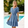 thumbnail image 2 of Vestido simple de mezclilla de verano casual de manga corta para mujer, 2 of 7