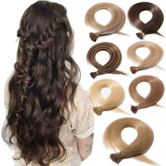 Extensions de Cheveux Humains 100 Brins Pré-Liés Stick Kératine Vrai Remy Cheveux Lisses
