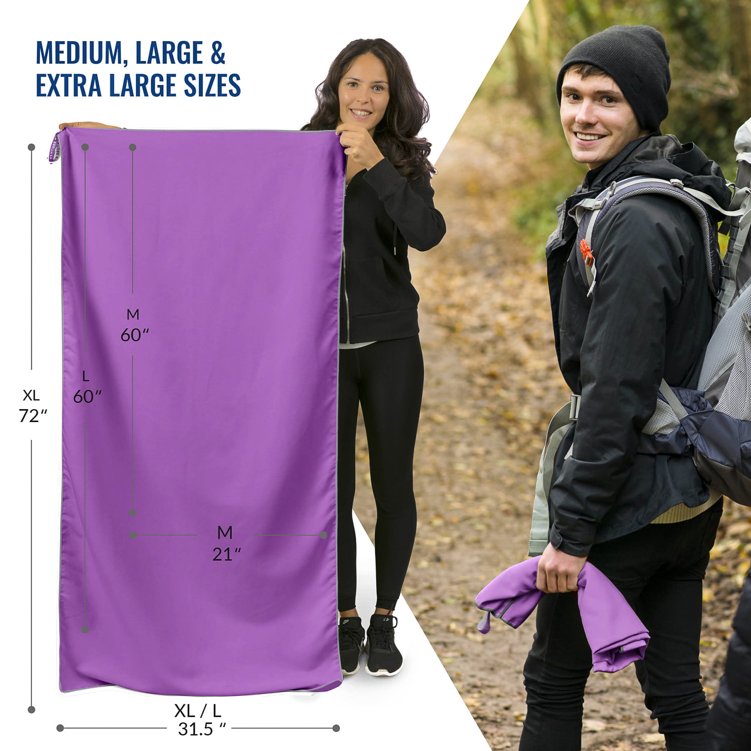 Essential for Camping Sports and Beach VENTURE 4TH Quick Dry Travel Towel Fast Drying Ultra Soft Microfiber Towels Gym 3 Compact Sizes Yoga Backpacking Swimming 