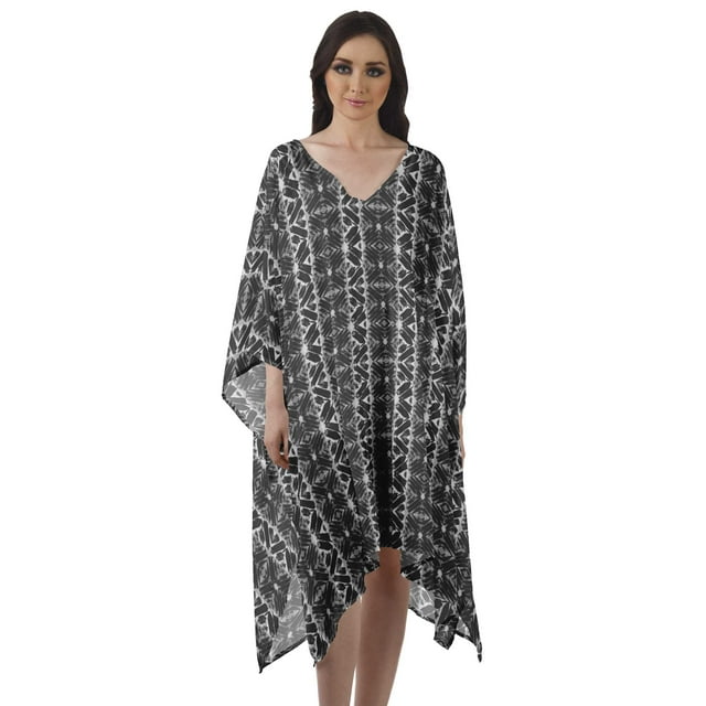 Moomaya Caftan en Georgette pour Femmes, Tenue d'Intérieur de Vacances, Robe Midi, Couvre-Maillot de Plage