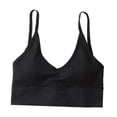 thumbnail image 3 of Bralette Sunnimix Chaleco de algodón con Relleno y cuello en V Negro, 3 of 8