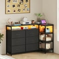 thumbnail image 2 of Afuhokles 6 Drawer Dressers for Bedroom with Charging Station and LED Light, 6 PU Drawers, 3 Open Shelves, Black, 2 of 8