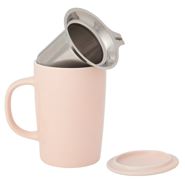 121879 16 oz Tea Infuser Mug Spring Pink
