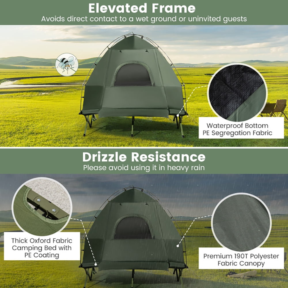 Aimee Lii 5-in-1 2-Person Foldable Outdoor Camping Tent Cot with Air Mattress and Sleeping Bag, Outdoor Camping Hiking Tent