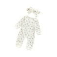 thumbnail image 3 of Qiylii Baby Girls Floral Romper, Long Sleeve Single-breasted Jumpsuit+ Headband, 3 of 6