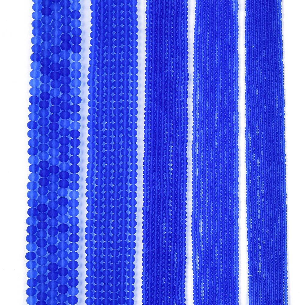 Transparent Glass Beads Strands Faceted Frosted Rondelle Blue 8mm Hole: 1mm about 64~65pcs/strand 40~41cm