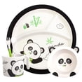thumbnail image 1 of Juego de vajilla de bambú para niños pequeños Qshare con plato, cuenco, taza y cubiertos, 1 of 7