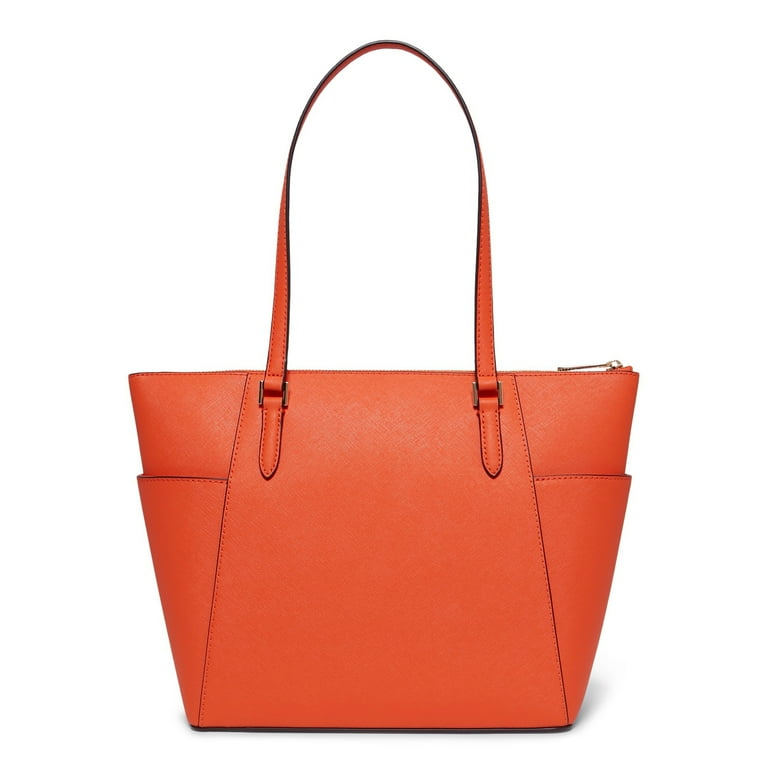 Michael Kors Women s Charlotte Large Saffiano Leather Top Zip Tote Bag Poppy Walmart