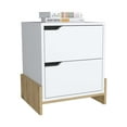 thumbnail image 3 of Nightstand with 2-Drawers, End Table with Sturdy Base, White / Macadamia, 3 of 5