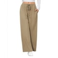 thumbnail image 7 of SWQZVT Womens Pants Waffle Wide Leg Casual Pants for Women Khaki Loose Fit Drawstring Lounge Pants Ladies Knit Pant L, 7 of 7