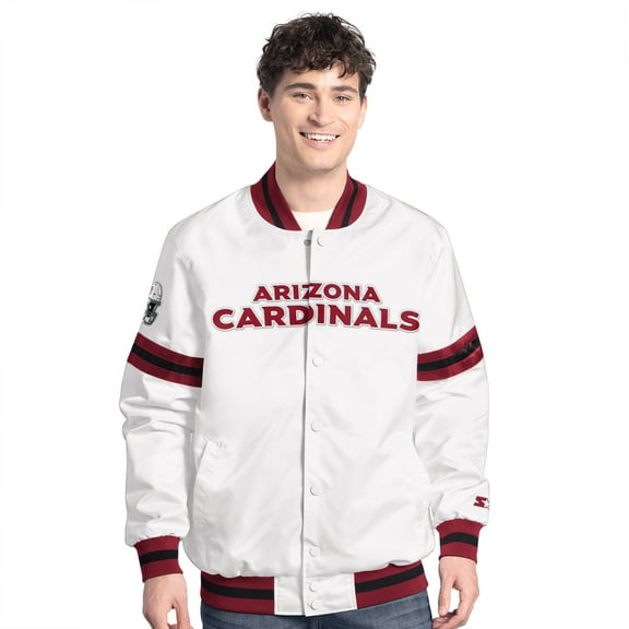Men's-Starter  White Arizona Cardinals Scout Full-Snap Varsity Jacket