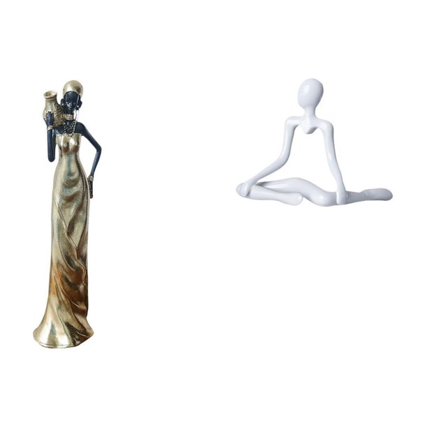 Figura de mujer africana,Estatua de dama tribal africana hecha a mano en una cafetería.,Figura de mujer hecha a mano con adorno de resina africana,Figura de escritorio,Escultura abstracta de