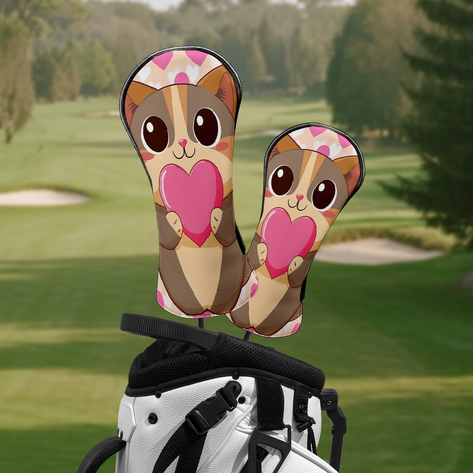 Golf Club Head Covers CatHoldingHeart Premium Plush Velvet Lining, Waterproof Golf Headcovers Driver & Fairway Woods for Scratch Protection Novelty Gift for Men & Women