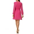 thumbnail image 3 of Vestido de fiesta de mujer Inspire Chic con escote en V, mangas largas, falda acampanada, talla XS, color rosa intenso, 3 of 6