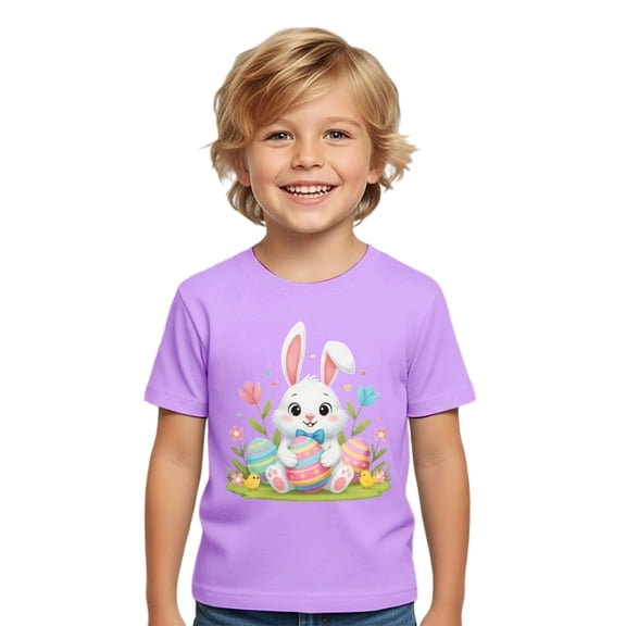ibiyuan Easter Shirts for Boys Girls Easter Day Gifts Boys Clothes Size 8 Crewneck Short Sleeve Clothes Funny Bunny Egg Graphic Tees Party Gift Summer Tee Tops