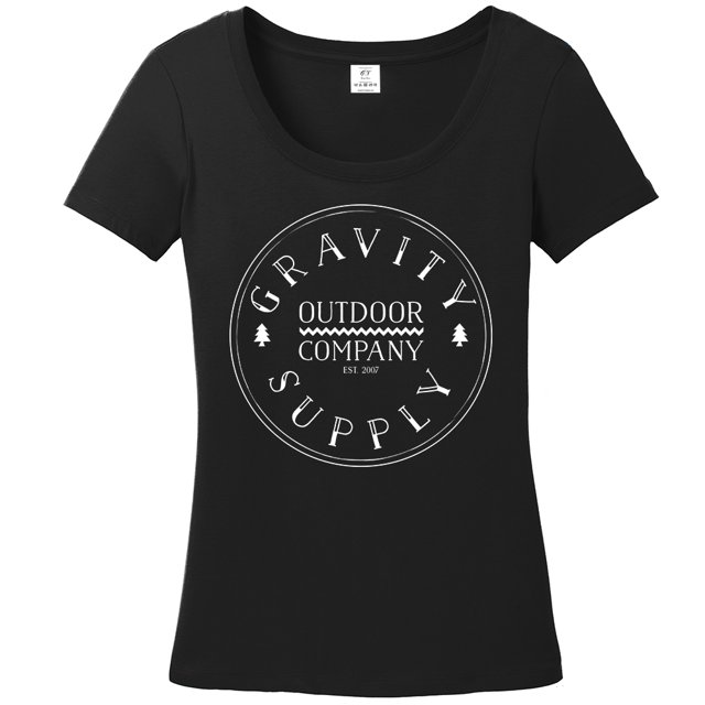 Camiseta de manga corta para mujer de gravedad para mujer - Logo blanco - Negro - M Gravity Outdoor Co. Camiseta de manga corta