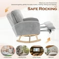 thumbnail image 6 of FFH Rocking Chair for Nursey, Rocking Chair with Footrest, Corduroy Armchair with High Backrest and Side Pockets, Accent Chair for Living Room, Bedroom, Gray, 6 of 10