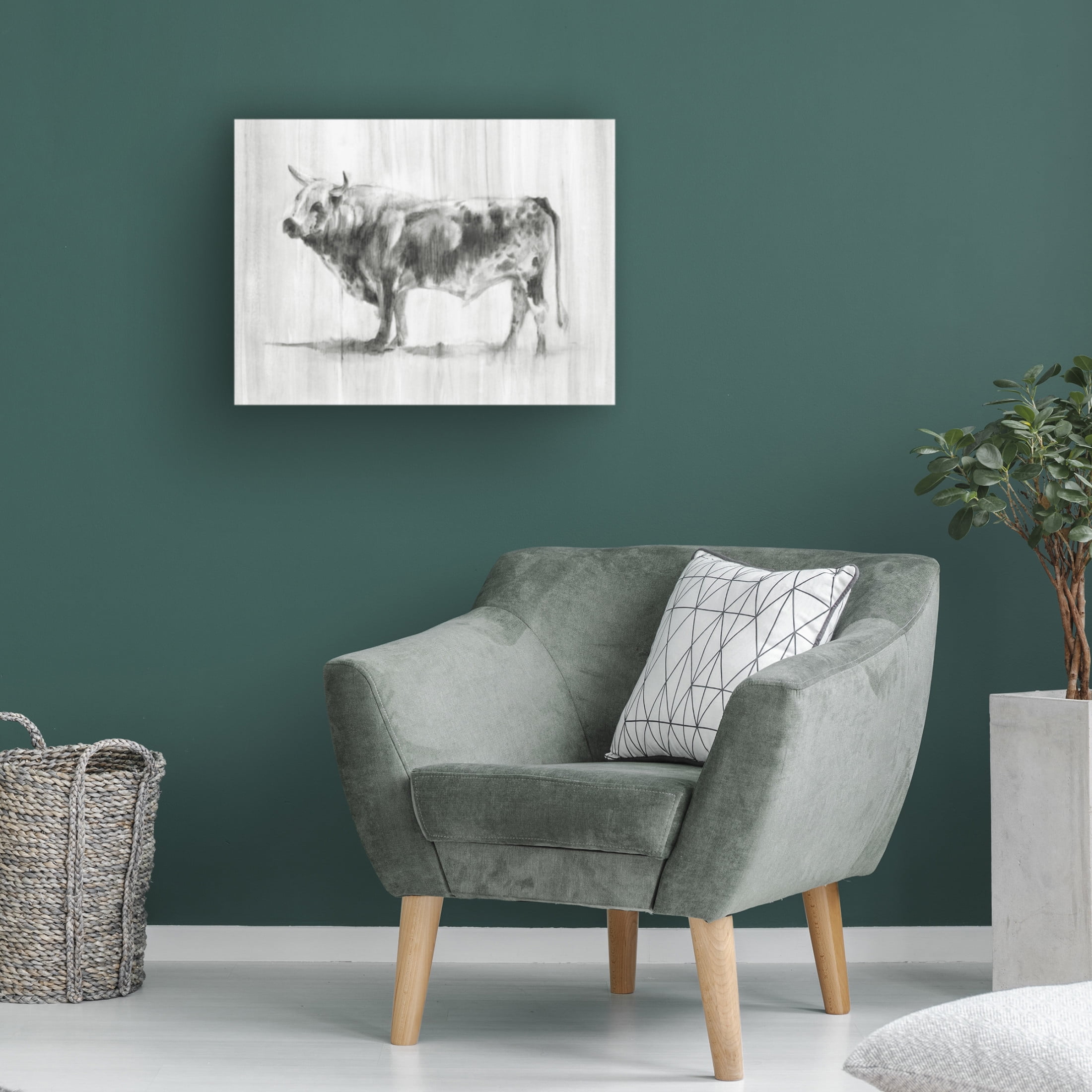 Canvas Wall Art - Ethan Harper 'Rustic Bovine II' Wall Art for Living Room, Bedroom, or Office Décor by Trademark Fine Art - 19 x 14 Inches