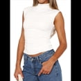thumbnail image 1 of Camisetas Básicas Sin Mangas para Salir de Mujer, Cuello Alto, Ropa de , Camisetas Lindas Sin Mangas, Conjuntos de Verano Y2K. M, 1 of 8