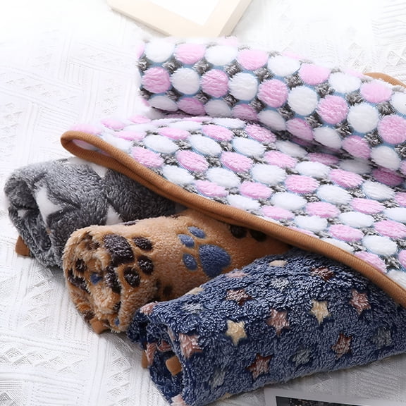 LAMIRO Dog Blankets for Small Dogs, Puppy Blankets Paw Print Pattern Fleece Throw Pet Blanket, Small Dog Kitten Blankets Washable