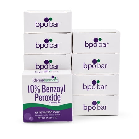 DermaHarmony 10% Benzoyl Peroxide Cleansing Bar (Non-Soap) - Unscented - 10 Bars