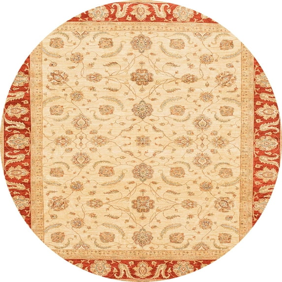 Ahgly Company Machine Washable Indoor Round Abstract Pumpkin Orange Area Rugs, 6' Round