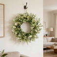 thumbnail image 3 of Bxaolu 15.7Inch Summer Spring Ivory Flowers Wreath for Front Door, Everyday Green Leaves Wreath with White Artificial Daisy Flower for Indoor and Outdoor, Rustic and Farmhouse Greenery Flower, 3 of 7