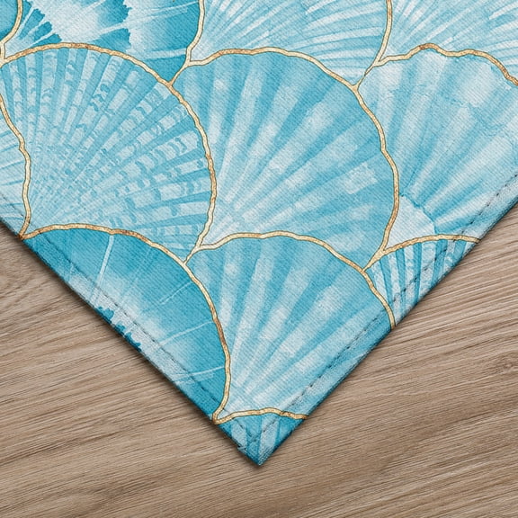 Addison Rugs Indoor/ Outdoor Surfside Seashells Washable Rug New Aqua - 10' x 14'