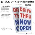 thumbnail image 2 of Drive Thru Now Open (2-Pack) 24 Inch x 36 Inch Plastic Signs | Sign Insert 4mm Corrugated Plastic Signs Storefront Window Poster | Convenient Service Restaurant Promotions New Locations, 2 of 3