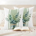 thumbnail image 3 of Farmhouse Pillow Covers 2 Pack Country Green Eucalyptus Leaf Plant Pillowcase Waterproof Outdoor Throw Pillow Cover for Patio Garden Square Cushion 18”x18”, 3 of 9