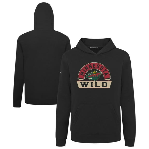 Youth Levelwear Black Minnesota Wild Podium Banner Arch Pullover Hoodie