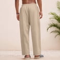thumbnail image 4 of Domuza Linen Pants Men Casual 2026 Summer Beach Elastic Drawstring Waist Yoga Pants Travel Baggy Work Pant Pajama Khaki 2XL, 4 of 4
