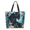 thumbnail image 1 of Easygdp Black Panther Floral Illustration Bolsas Tote para Mujer, Bolsos de Hombro para Viaje, Bolsos de Mano de Gran Capacidad para Compras y Trabajo, 1 of 8