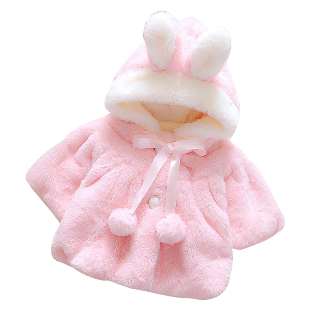 Toddler Kid Baby Girl Winter Dot Splice Coat Jacket Thick Hooded Outerwear Cloak 