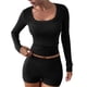 thumbnail image 1 of Conjunto Deportivo de Yoga para Mujer de 2 Piezas: Camiseta de Larga Ajustada y Shorts. Negro L, 1 of 7