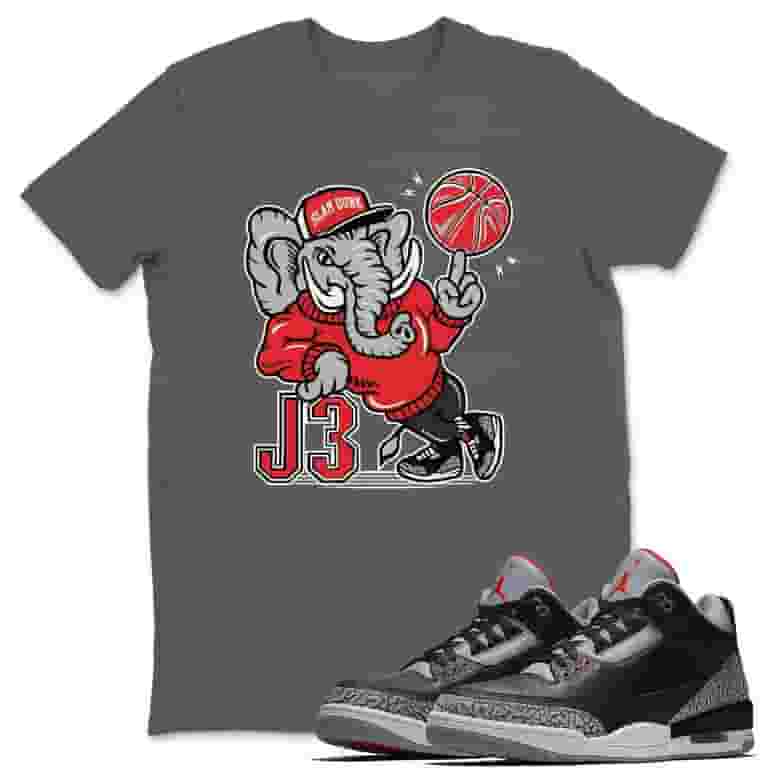 AJ3 Elephant Cool Grey T-Shirt Jordan Black Cement Sneaker