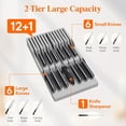 thumbnail image 3 of UYGDUY-Magnetic Drawer Knife Organizers Insert, Kitchen Plastic In Drawer Knife Block Slots, Steak Chefs Knives Holder Storage Sets for 12 Knives and 1 Sharpening Steel, Large, Gray, 3 of 4