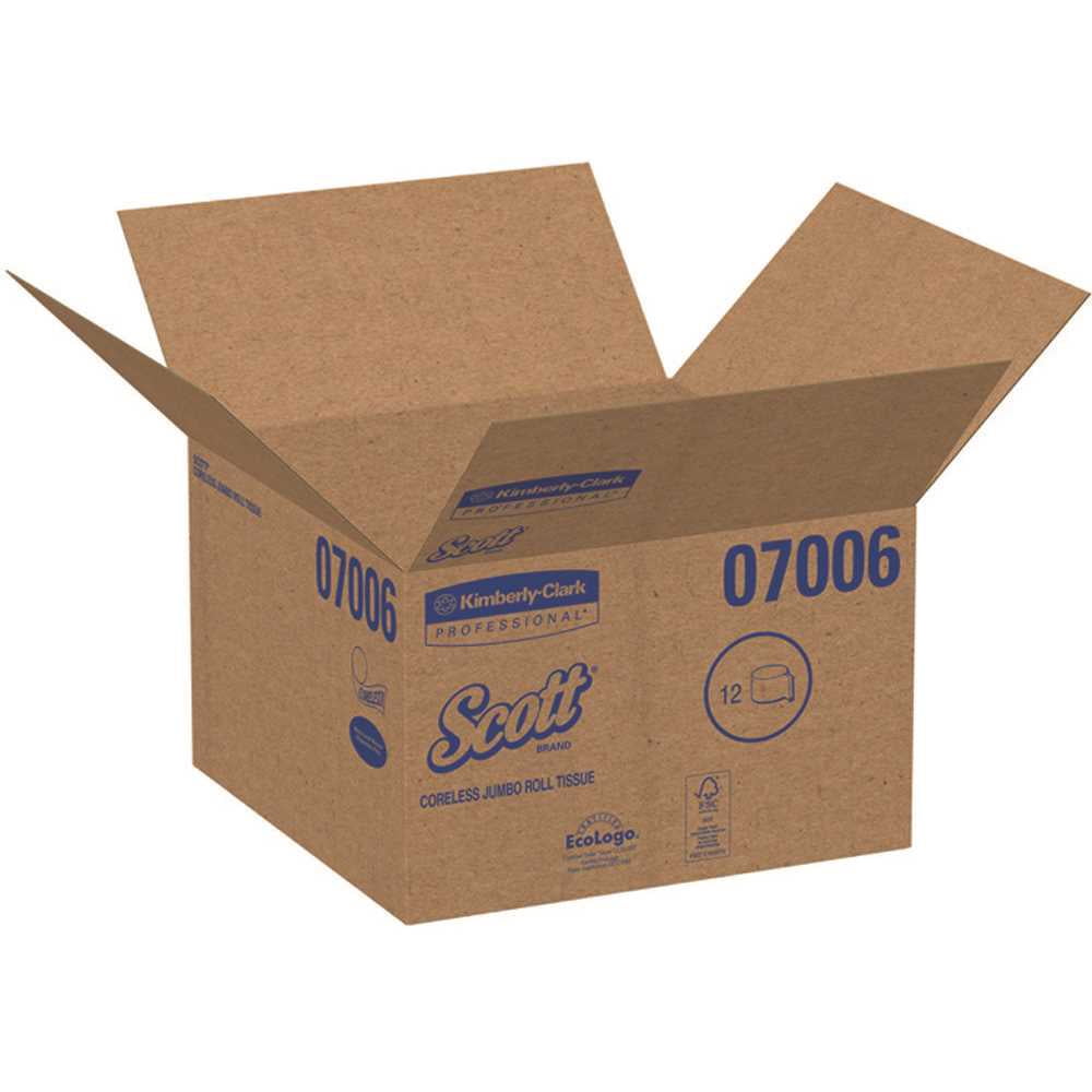 SCOTT 07006 2-Ply White Jumbo Roll Junior Coreless Toilet Paper (, 1,150 ft./Roll) - pack of 12