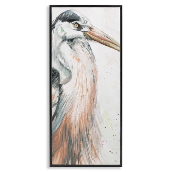 Stupell Industries Contemporary Modern Heron Portrait Black Framed Giclee Art, 10 x 24, by Patricia Pinto
