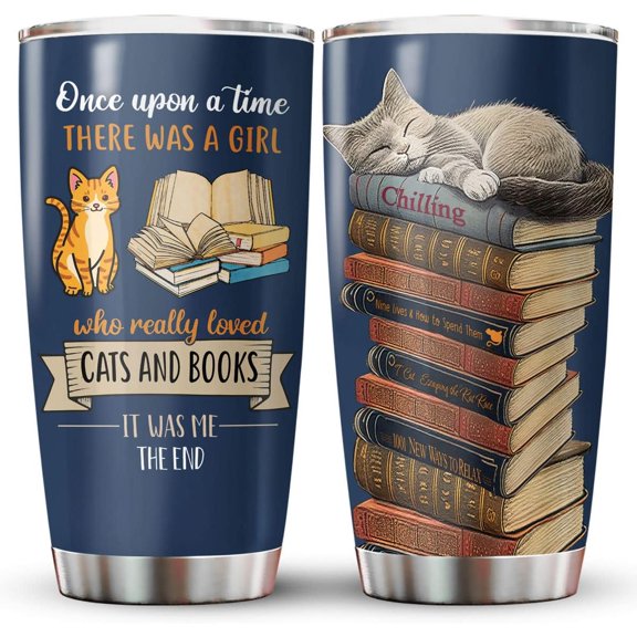 Cat Gifts for Cat Lovers, Funny Cat Tumbler with Lid Stainless Steel, Cute Cat Cup, Cat Tumbler with Handle, Cat Gifts for Women